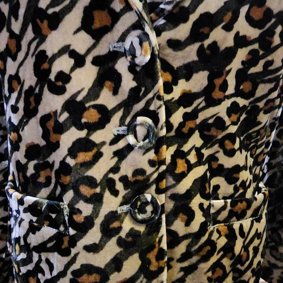 Vintage Debra Deroo Leopard Print Brown Black Blazer Women's Size Medium - Picture 2 of 16